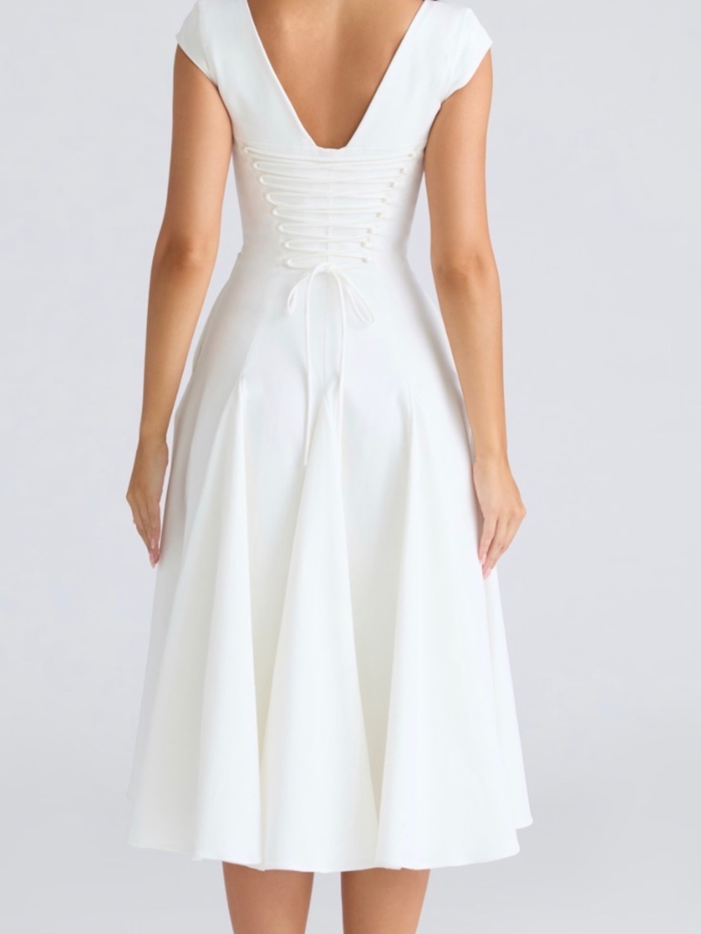 house of cb raisa white square neck twill midi dress - Picture 2 of 2